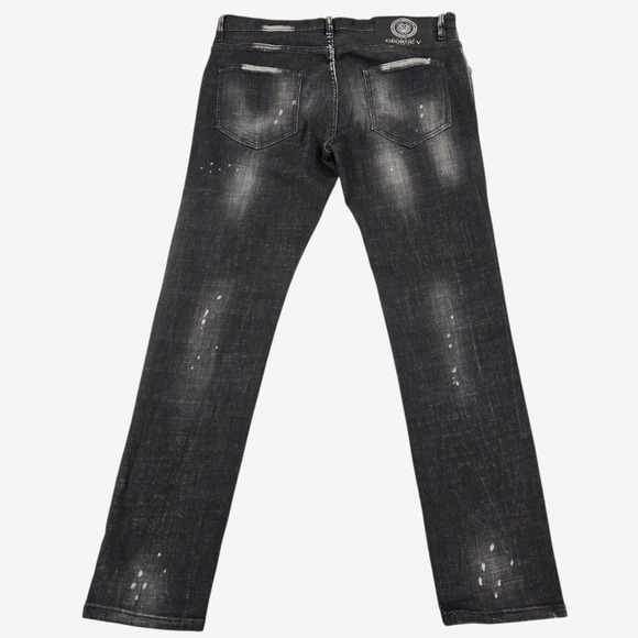 Avenue George V Paris Jeans Mens 36 Black Silver Skater Streetwear Grunge Punk - Picture 2 of 16